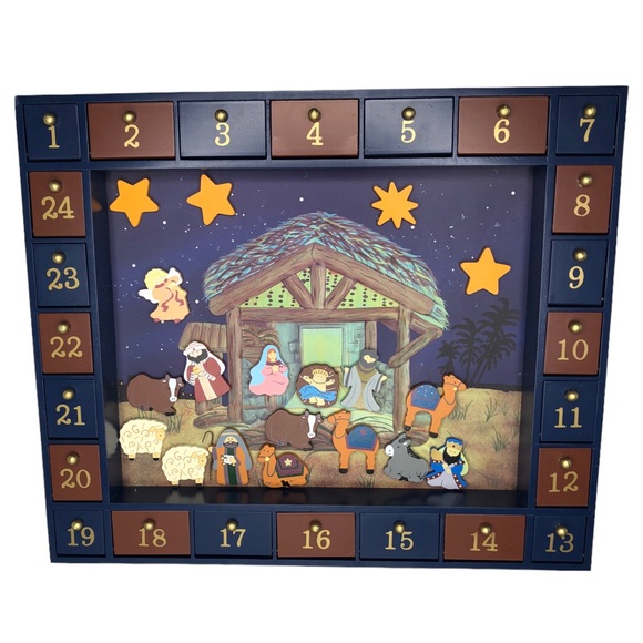 Kurt Adler Magnetic Wooden Nativity Advent Calendar- 19 Pieces Total - Picture 3 of 13
